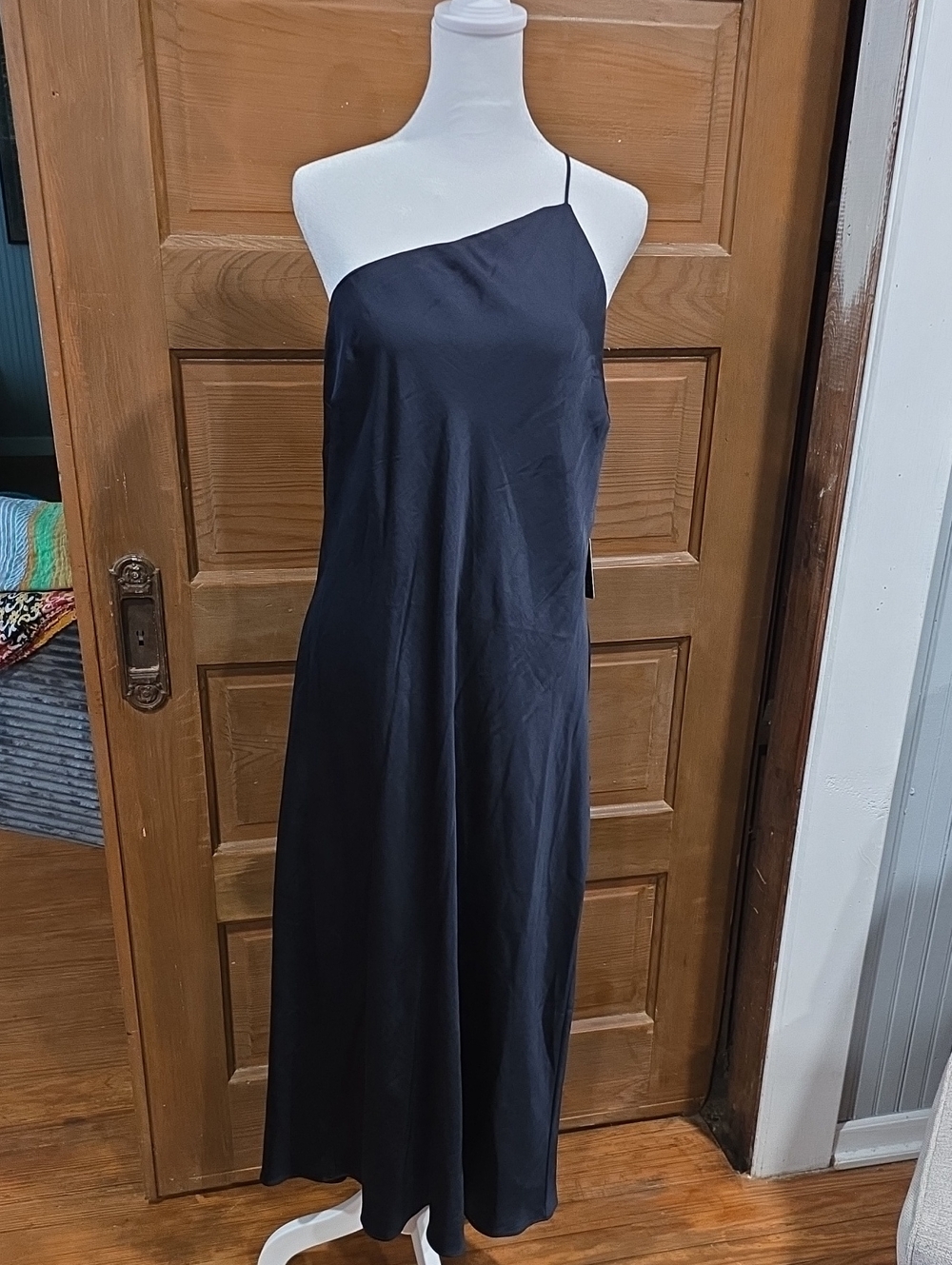 Express One-Shoulder Black Slip Dress